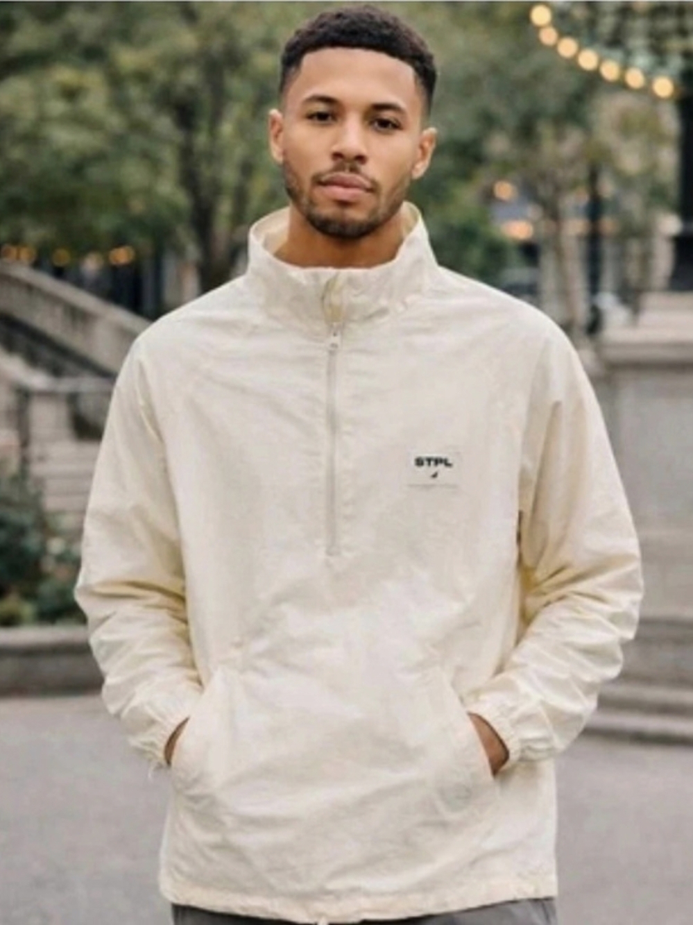 STAPLE Nylon Windbreaker in Cream Size Large NWT